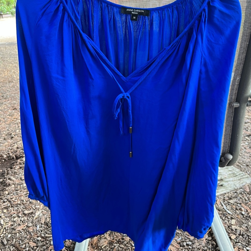 Long sleeve royal blue blouse
